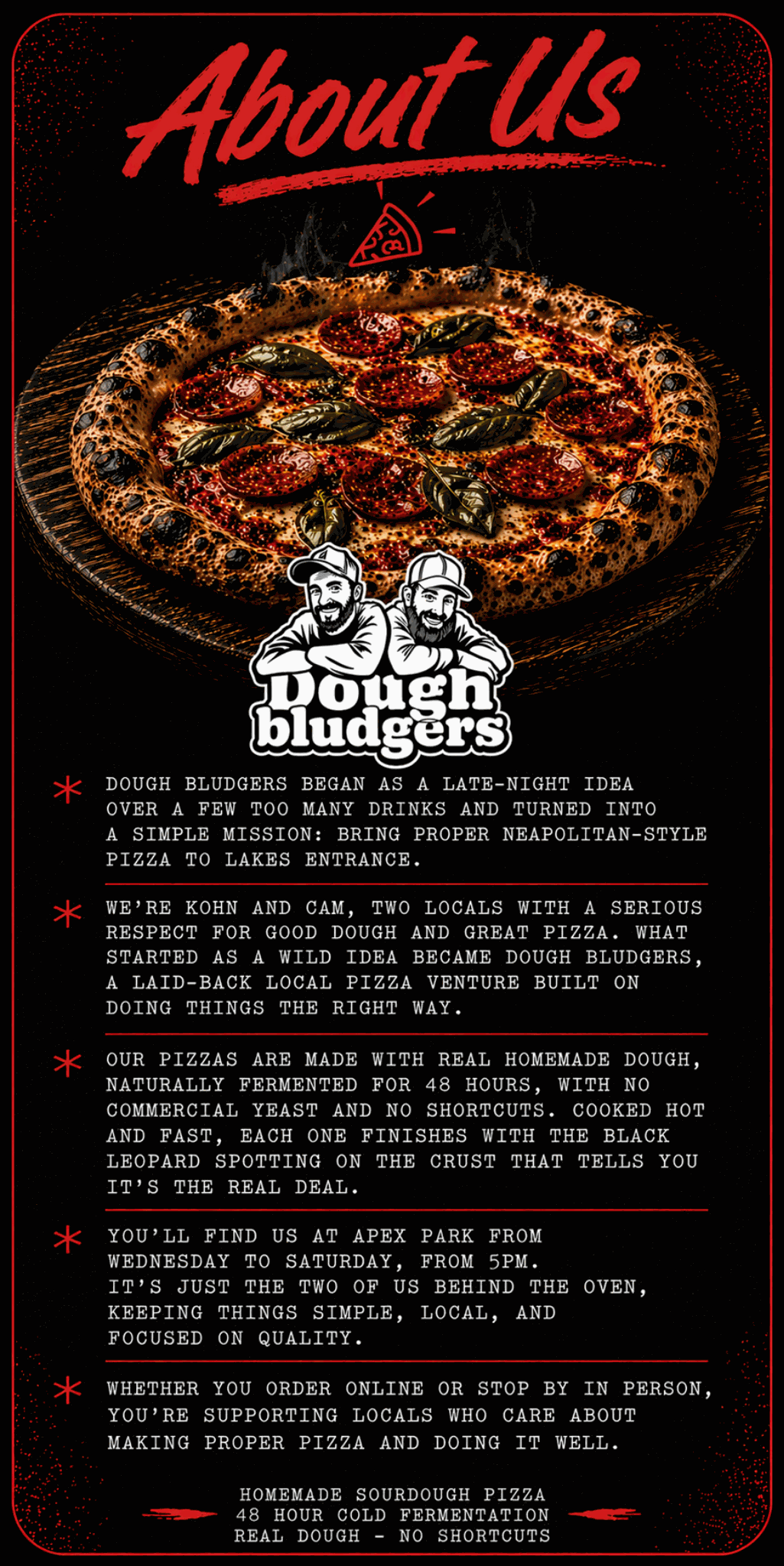 About Us poster for Dough Bludgers